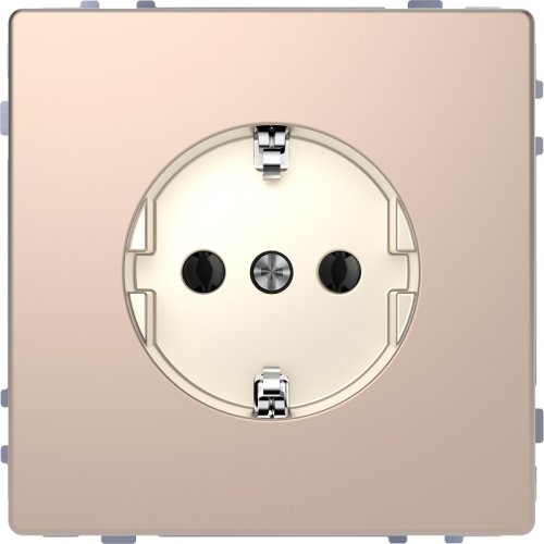 Розетка с заземлением без рамки Schneider Electric Merten D-Life 1-м. шторки шампань картинка
